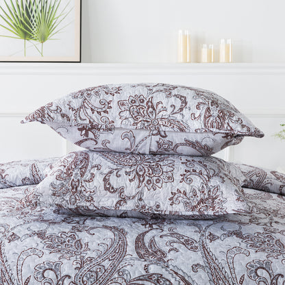 3 Piece Microfiber Bedspread Reversible-Retro Design Bedding Set All Season Quilts