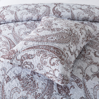 3 Piece Microfiber Bedspread Reversible-Retro Design Bedding Set All Season Quilts