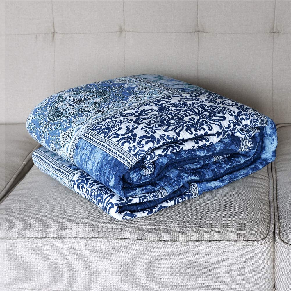 Cotton Quilted Throw Blanket for Bed Couch Sofa, 60X78 Inch, 5 Patterns