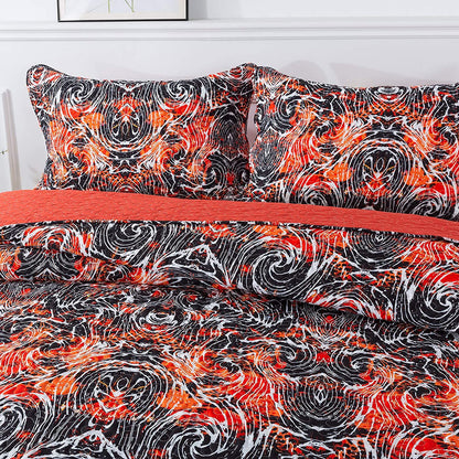 Microfiber Quilt Bedspread Sets-Colorful Graffiti Freestyle Reversible Coverlet Set, Queen Size