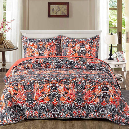 Microfiber Quilt Bedspread Sets-Colorful Graffiti Freestyle Reversible Coverlet Set, Queen Size