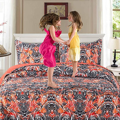 Microfiber Quilt Bedspread Sets-Colorful Graffiti Freestyle Reversible Coverlet Set, Queen Size