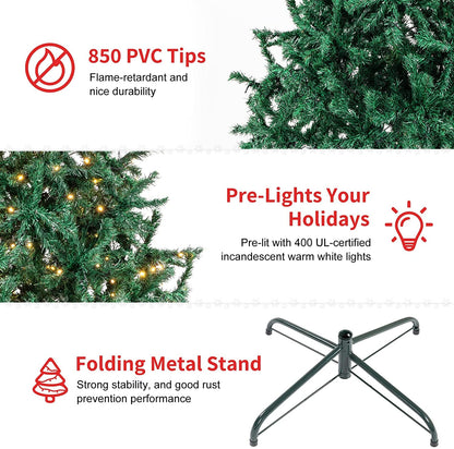 Artificial Christmas Tree with 400 UL-Certified Warm White Fairy LED Lights, 6ft