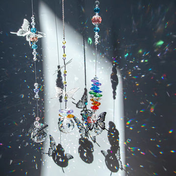 Butterfly Crystal Ball Prism Rainbow Maker Agățat Suncatcher Decor pentru casă