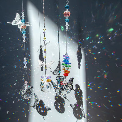 Butterfly Crystal Ball Prism Rainbow Maker Hanging Suncatcher Home Decoration