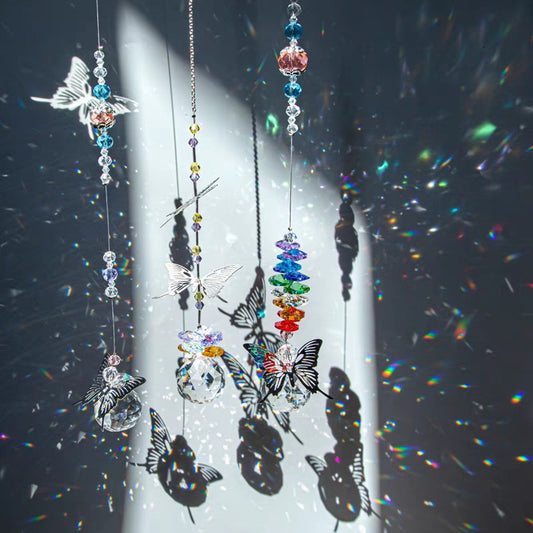 Butterfly Crystal Ball Prism Rainbow Maker Hanging Suncatcher Home Decoration