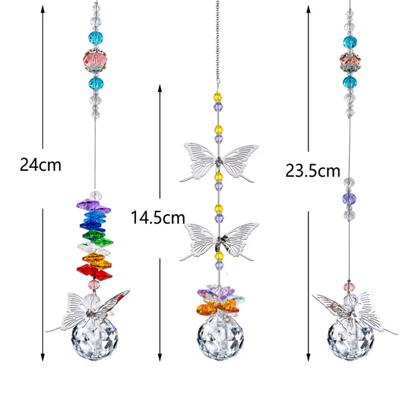 Butterfly Crystal Ball Prism Rainbow Maker Hanging Suncatcher Home Decoration