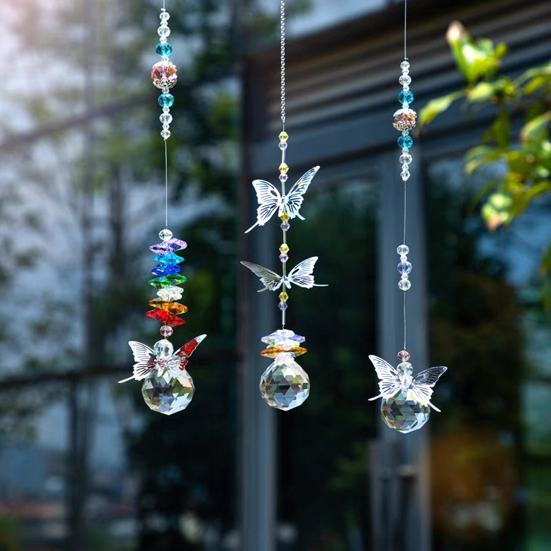 Butterfly Crystal Ball Prism Rainbow Maker Hanging Suncatcher Home Decoration