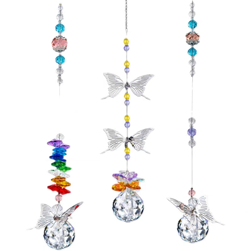 Butterfly Crystal Ball Prism Rainbow Maker Hanging Suncatcher Home Decoration